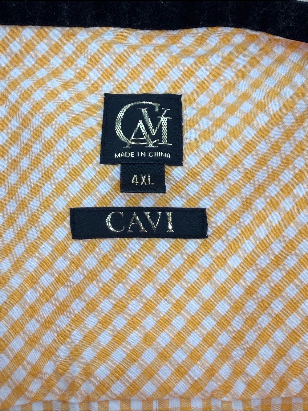 Cavi Men 4XL Shirt Short Sleeve Orange White Gingham Plaid Urban Streetwear Flaw - Picture 4 of 16